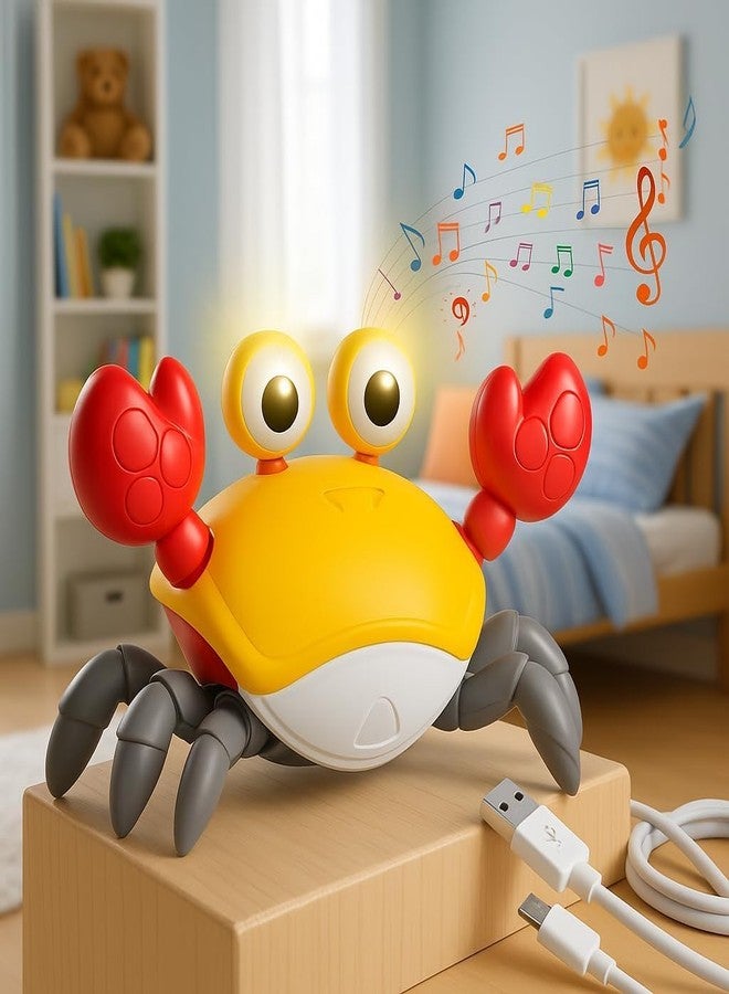 BRAVIADECOR BRAVIA Crawling Crab Baby Toy with Music & Lights, Interactive Learning for Toddlers 18+ Months, Yellow, 1 Piece | Model 01 - Image 1